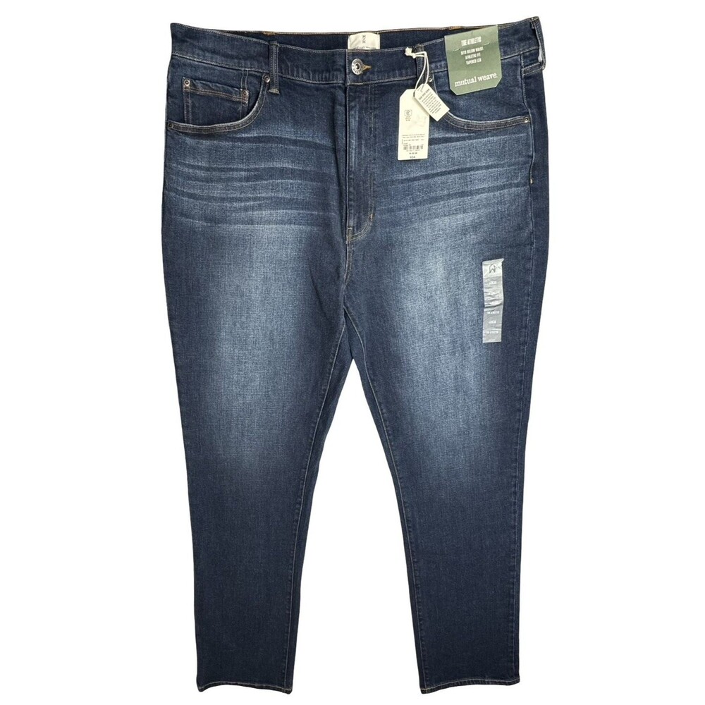 Mutual Weave Mens 40x36 Jeans Pants Indigo Blue Tapered Leg Athletic Fit New